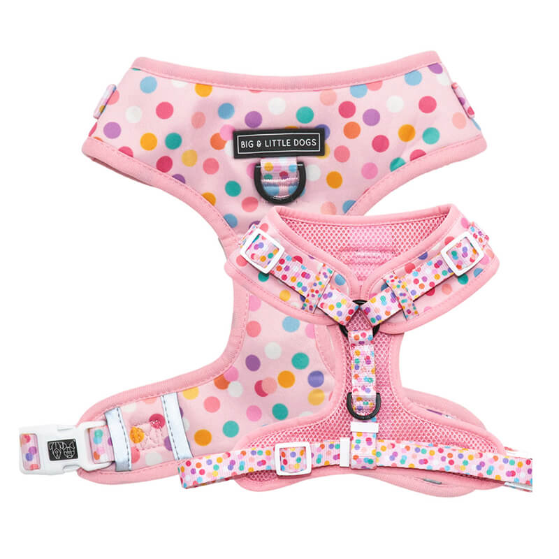 Big and Little Dogs Adjustable Harness: Pink Confetti