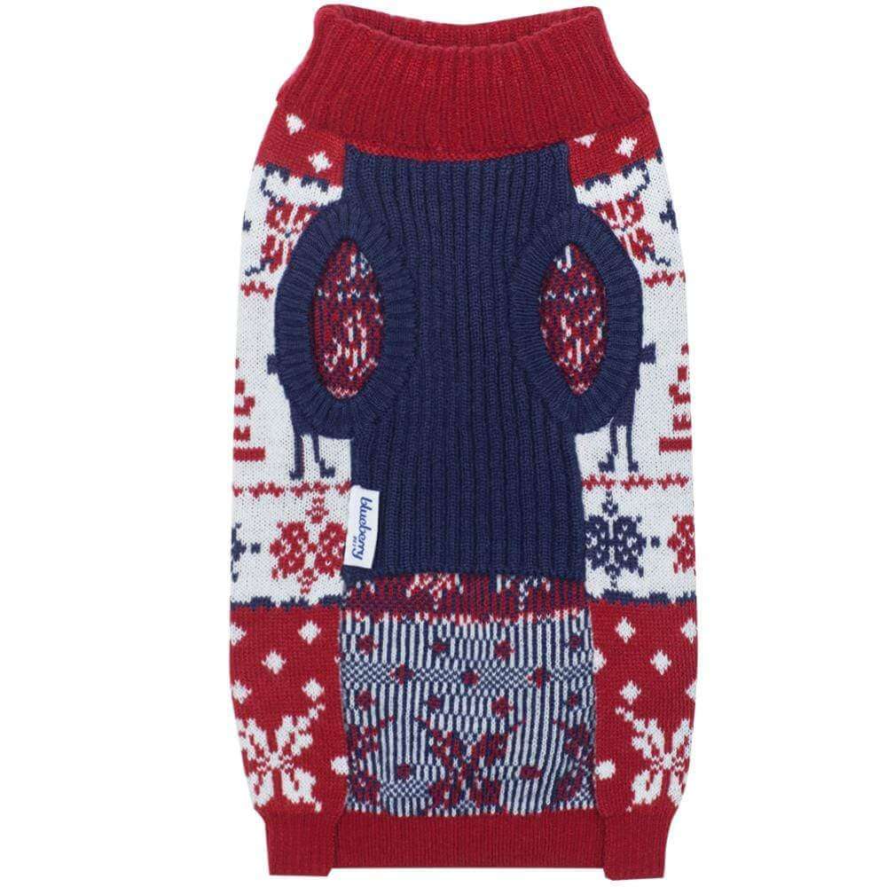 Blueberry Pet Vintage Reindeer Matching Family Christmas Sweater Red/Blue