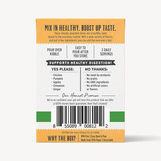 Honest Kitchen Pumpkin Pour Overs Chicken Meal Topper back label