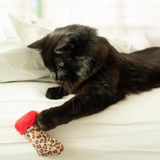 Kittybelles Leopard Stocking Catnip Toy