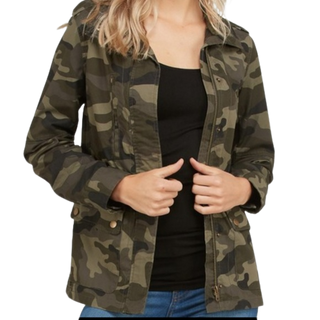 Love Tree Zip Up Long Sleeve Jacket- Camo