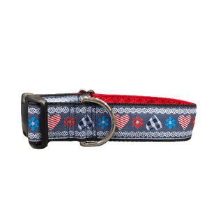Mackenzie Hearts & Flowers on Denim Collar