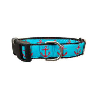 Mackenzie Red Anchors on Turquoise Collar