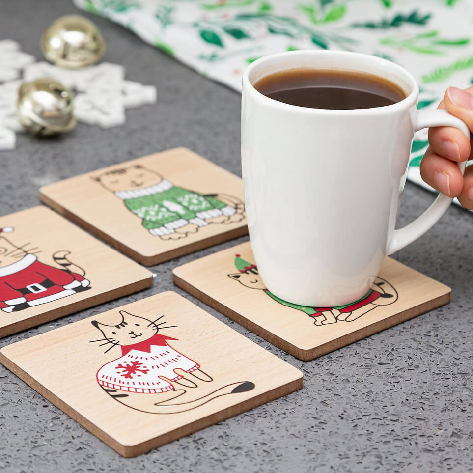 Pearhead Holiday Cats Coaster Set