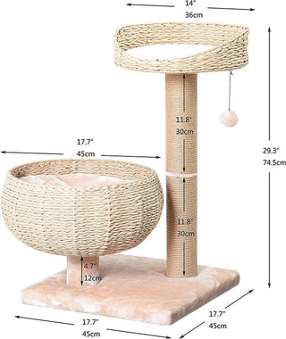 Petpals Paper Rope Bowl with Perch Cat Tree