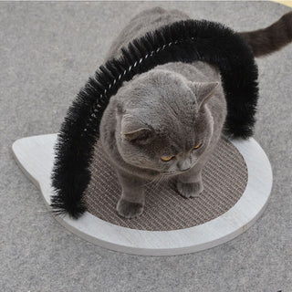 Petpals Wooden Cat Brush Scratching Pad with Arch Cat Groomer