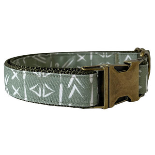 Sew Fetch Collar Boho Sage Green With Antique Brass Hardware