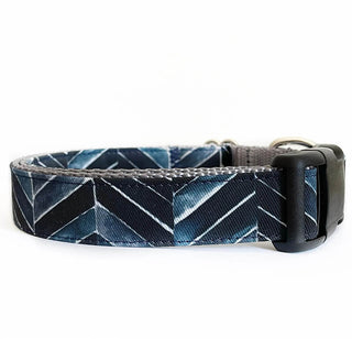 Sew Fetch Collar Navy Blue Herringbone