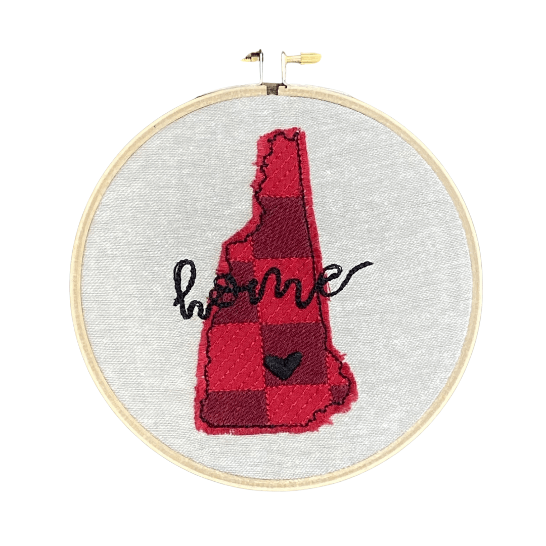 Sew Much - State Home Plaid Hoop Art - NH