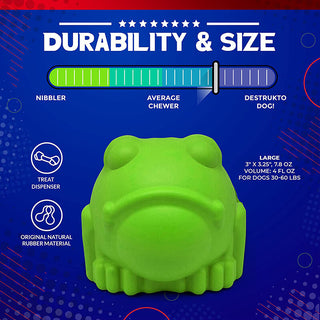 Soda Pup Rubber Bull Frog Treat Dispensing Toy