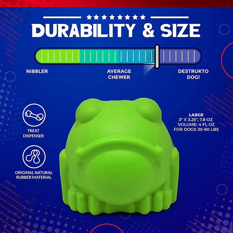 Soda Pup Rubber Bull Frog Treat Dispensing Toy