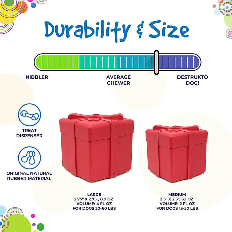 SodaPup Treat Dispenser Holiday Gift Box Chew Toy