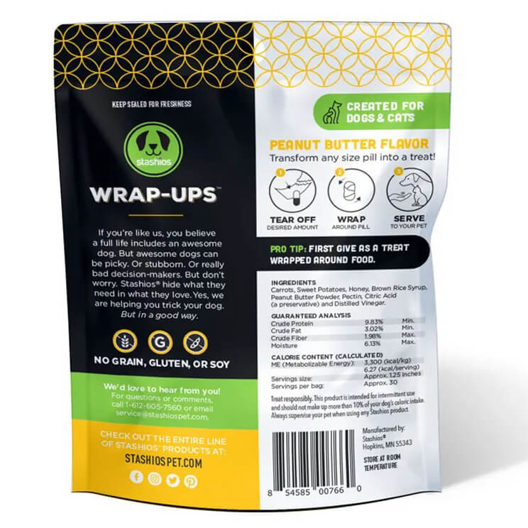 Stashios Wrap-Ups Pliable Pill Wrapper Peanut Butter Flavor