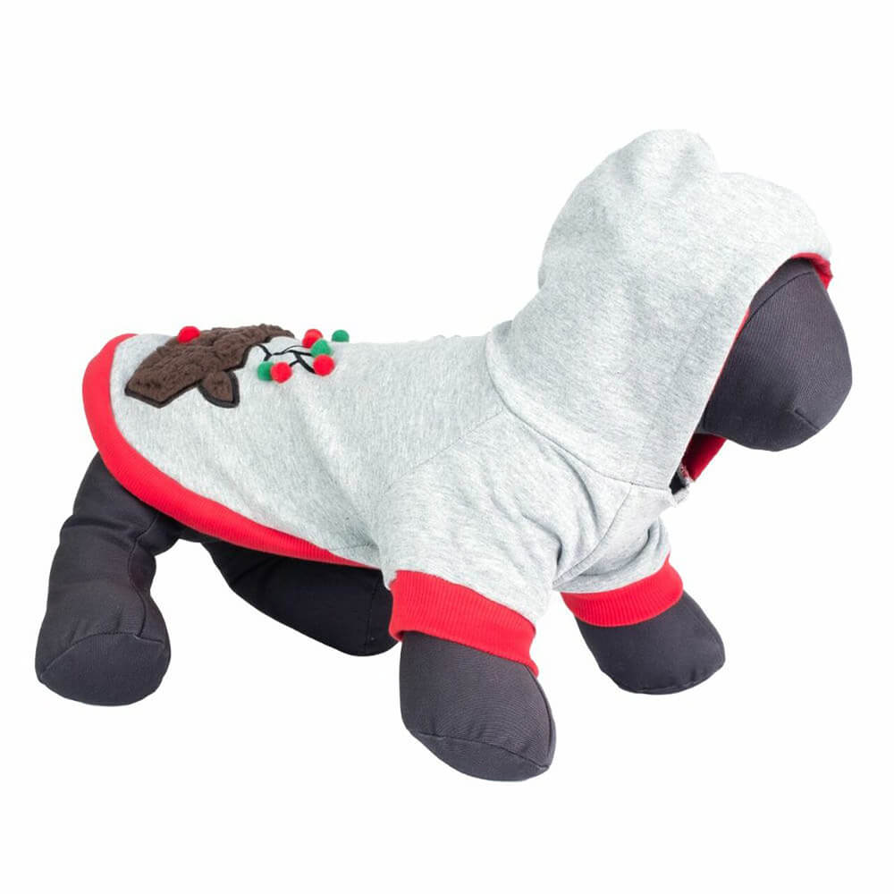 The Worthy Dog Pom Pom Reindeer Hoodie